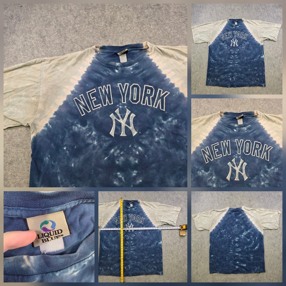 VTG New York Yankees Liquid Blue T Shirt Mens XL? Blue MLB Baseball Tie Dye